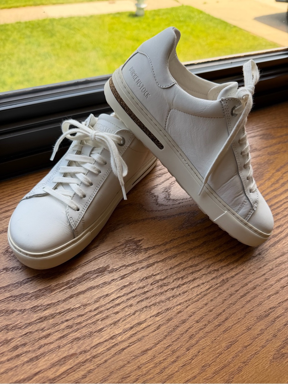 Birkenstock White Leather Low-Top Sneakers